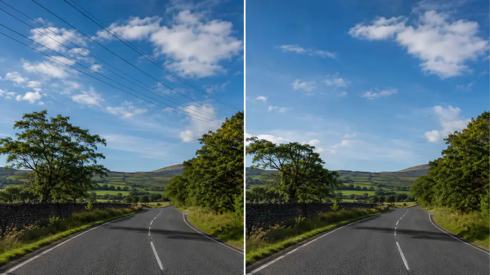 Erase Power Lines from a Photo without any graphics skills
