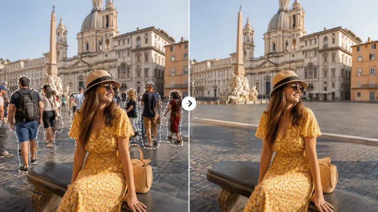 Remove people from photo: the easy way before and after example
