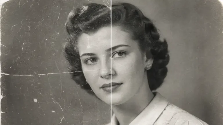 How to Repair Old Photo Scratches and Spots before and after example