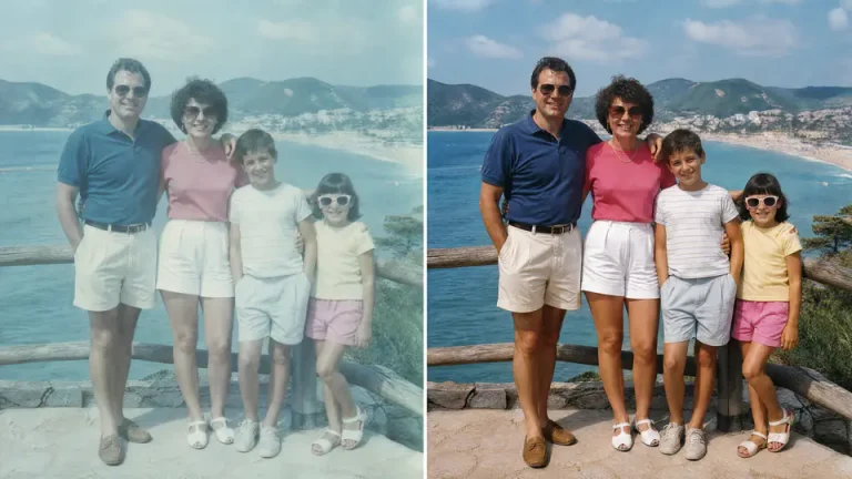 Restoring Faded Color Photos before and after example